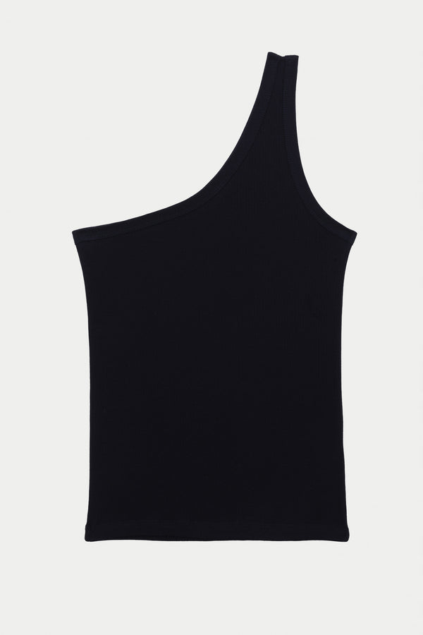 BASERANGE Fall/Winter 2025 SPECK TOP asymmetrical tank top BAS-TTSP-CR-AU25-MURANO NAVY